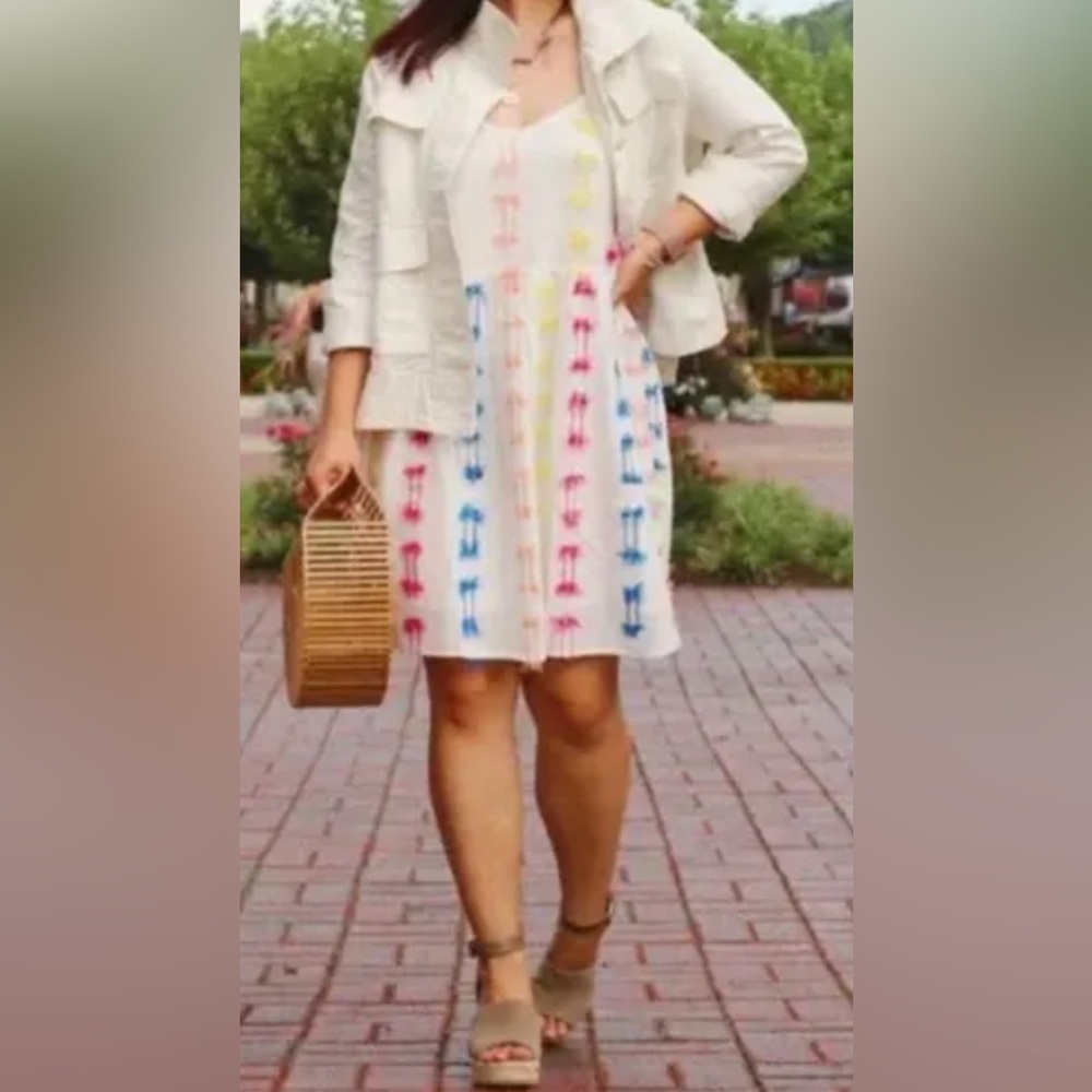 Lou & Grey LOFT Summer Dress XS Colorful Print Casual Lightweight Cute Breezy